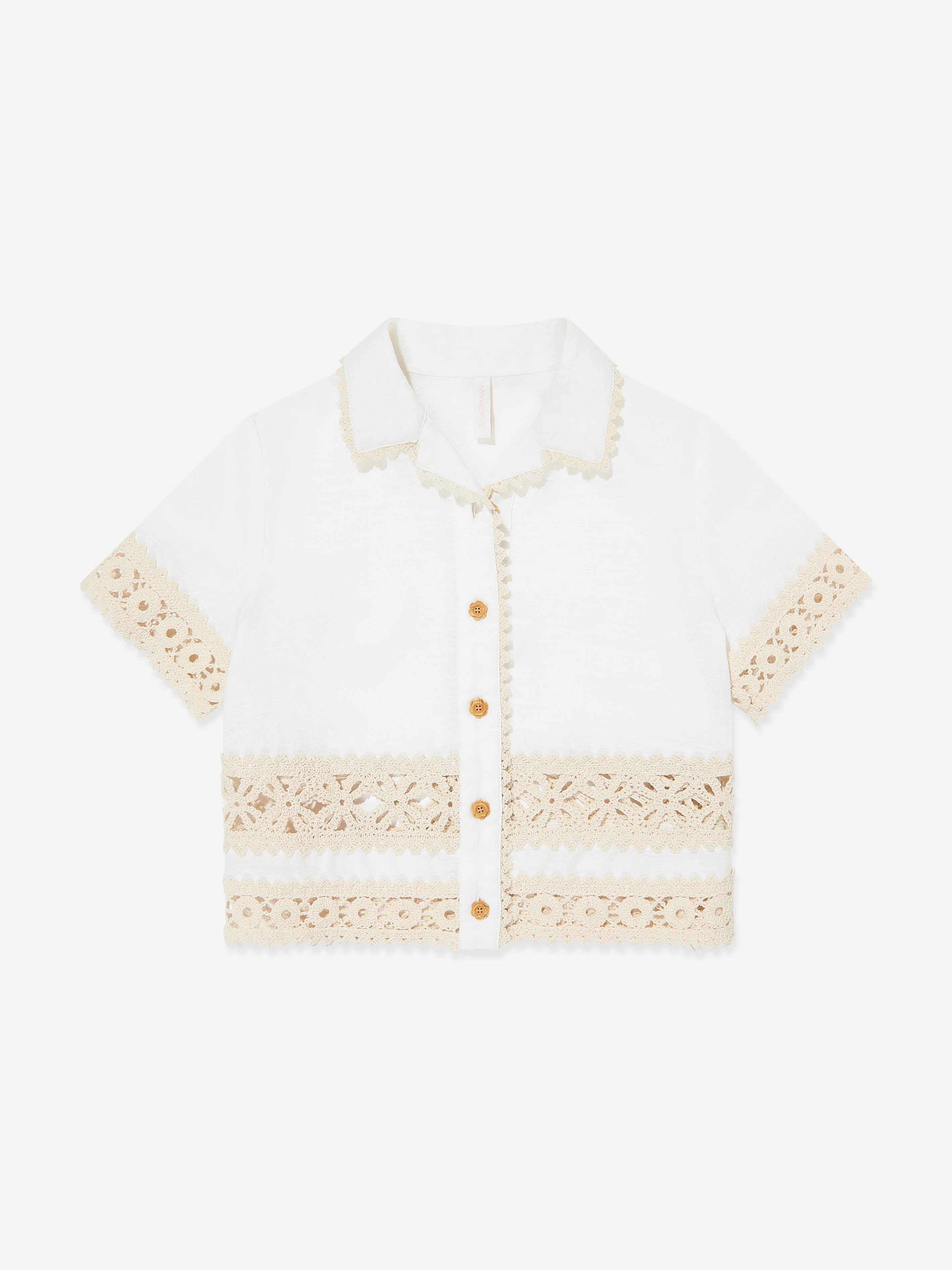 Girls Wylie Trimmed Blouse in Ivory