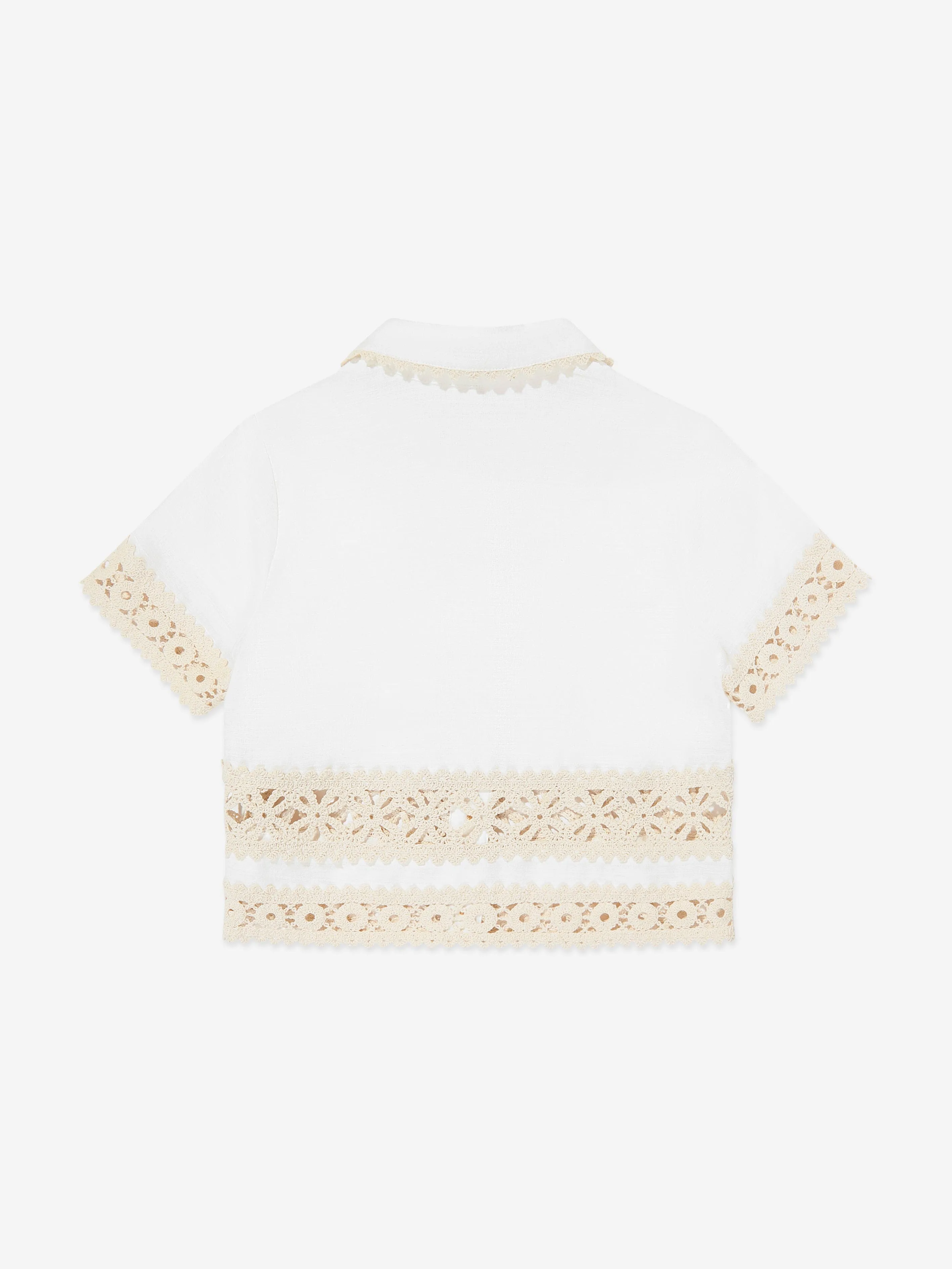 Girls Wylie Trimmed Blouse in Ivory