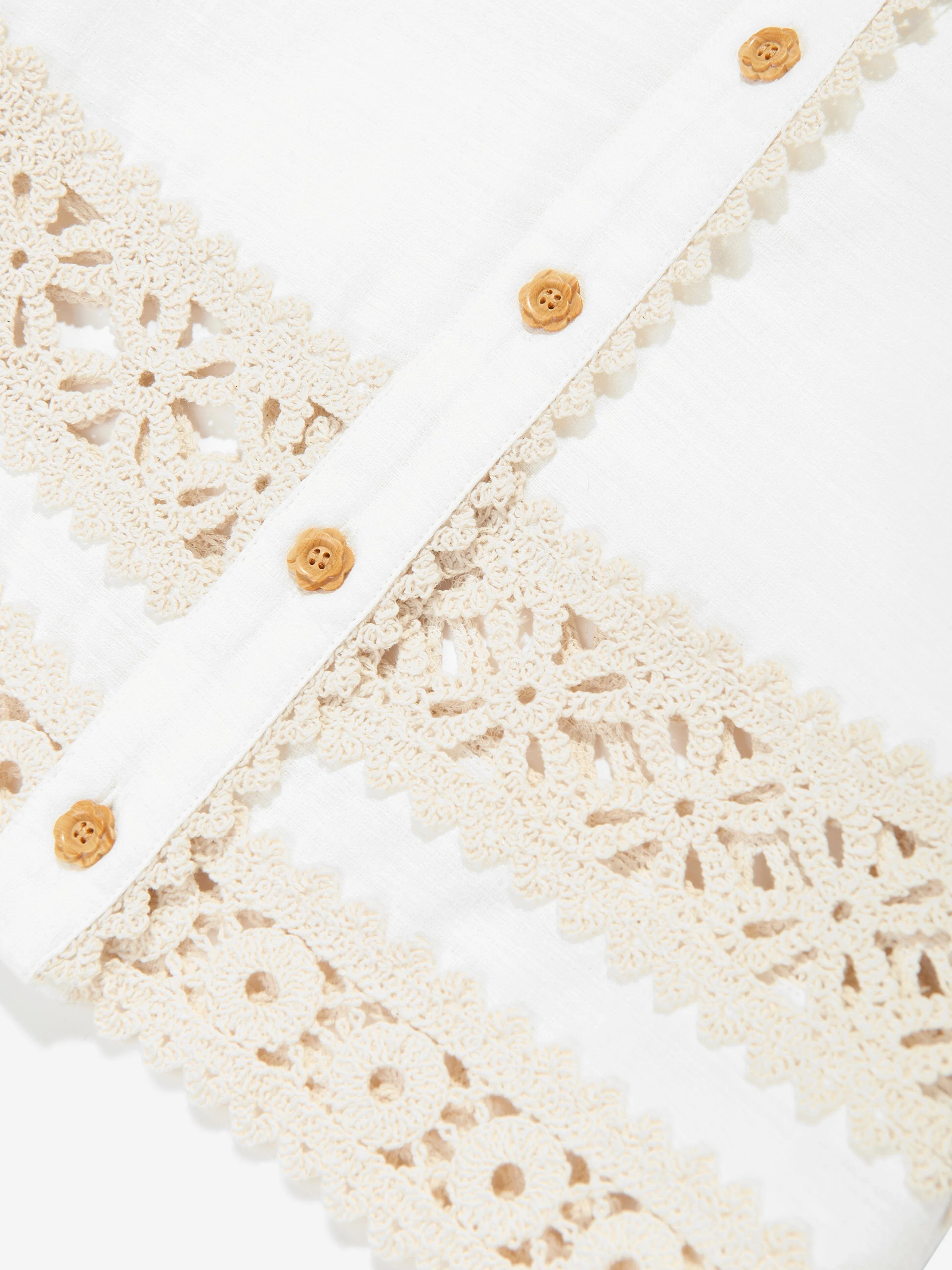 Girls Wylie Trimmed Blouse in Ivory