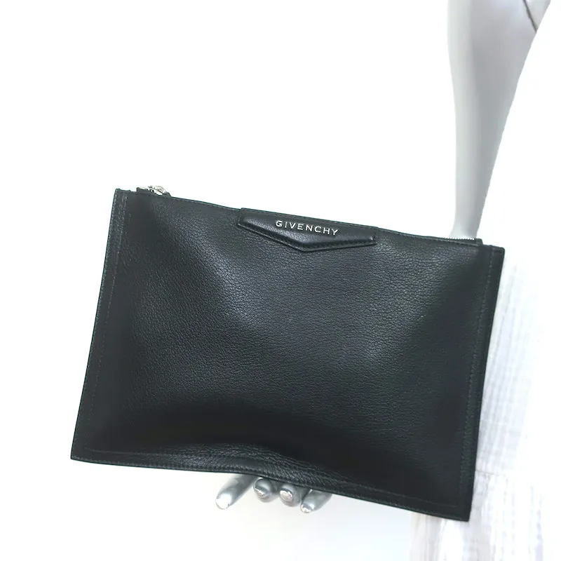 Givenchy Medium Antigona Pouch Black Leather Clutch NEW