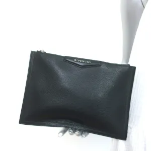 Givenchy Medium Antigona Pouch Black Leather Clutch NEW