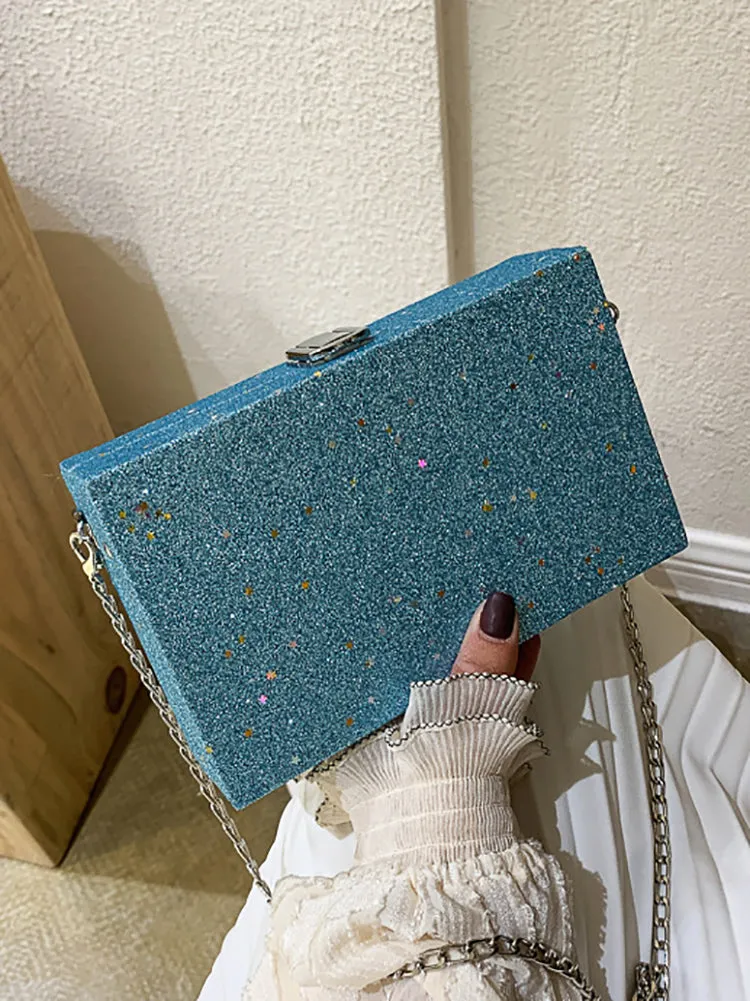 Glitter Decor Chain Box Bag