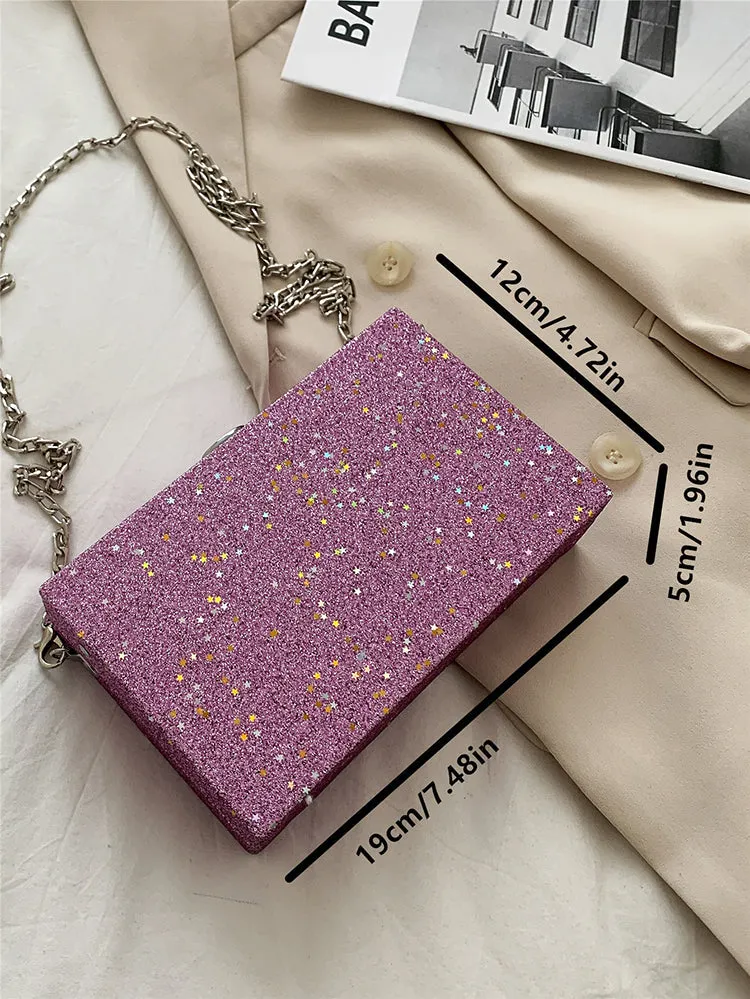 Glitter Decor Chain Box Bag