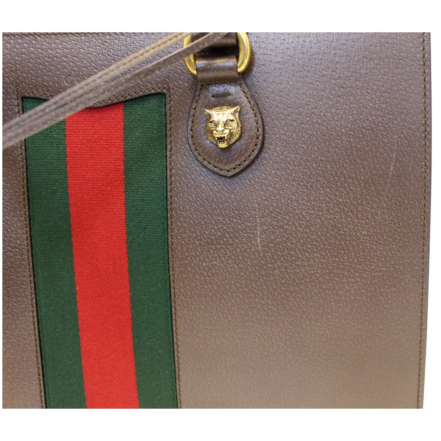 GUCCI Animalier Leather Top Handle Bag Brown 431275