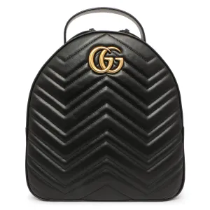 Gucci Black Calfskin Matelasse GG Marmont Backpack