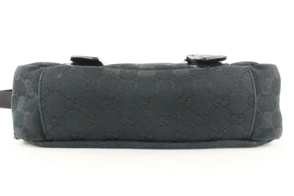 Gucci Black Monogram GG Bum Bag Belt Pouch Waist Pack 691gks319