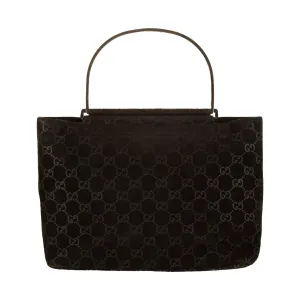 Gucci Black Suede Logo Top Handle Bag