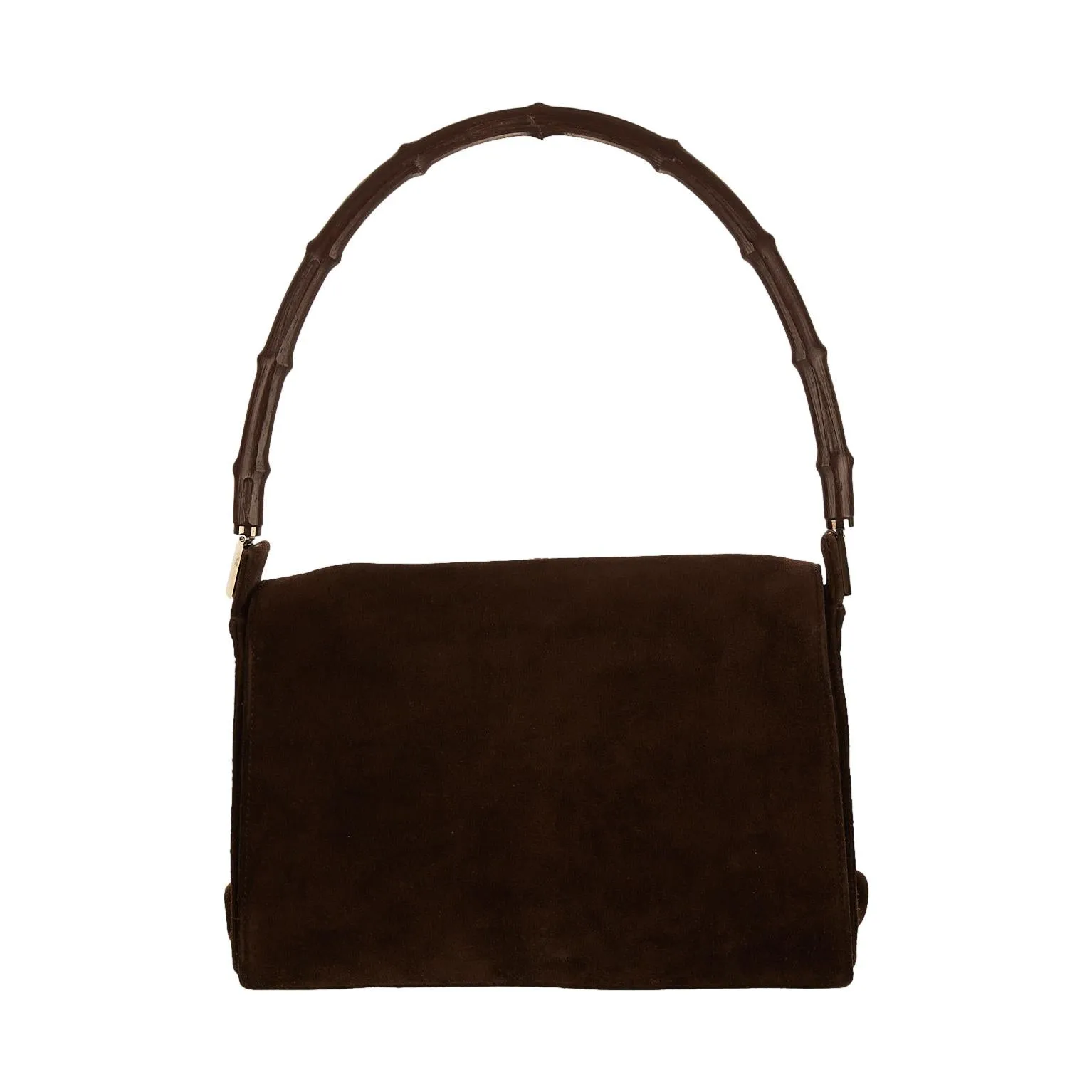 Gucci Brown Suede Bamboo Shoulder Bag