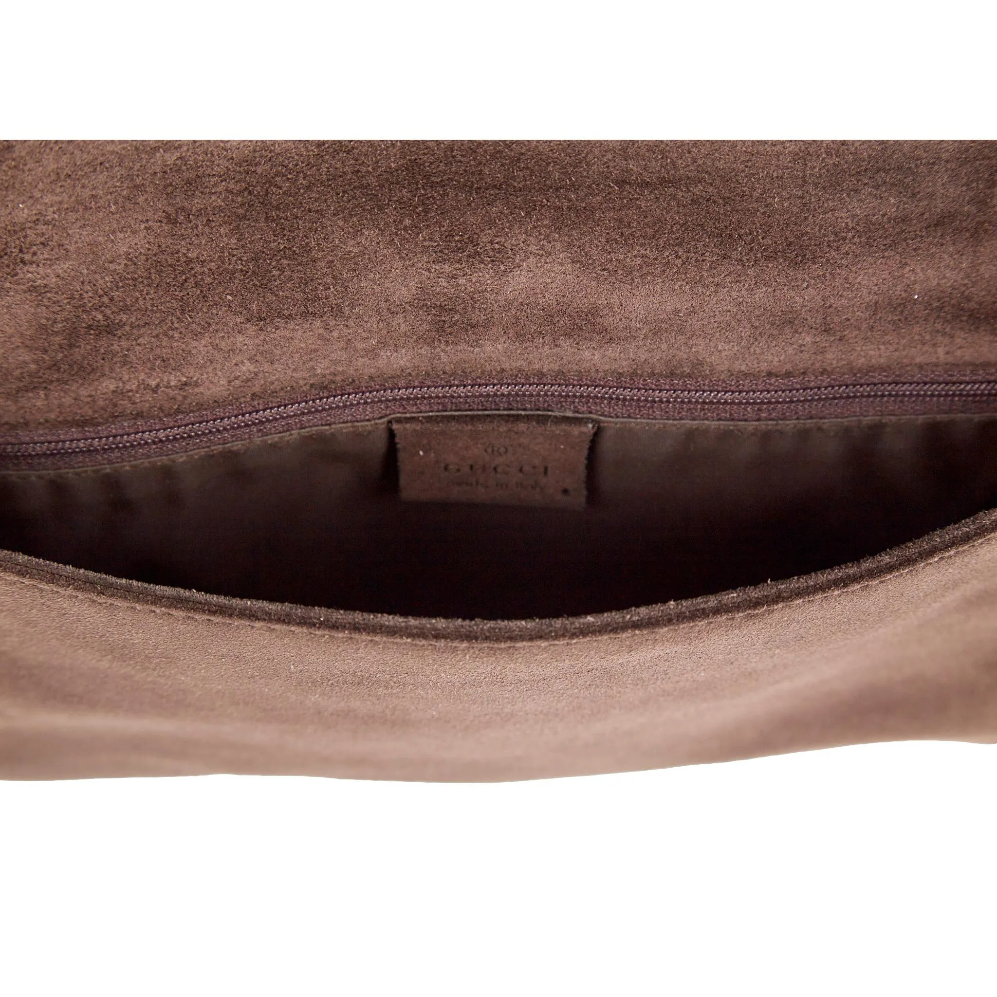 Gucci Brown Suede Bamboo Shoulder Bag