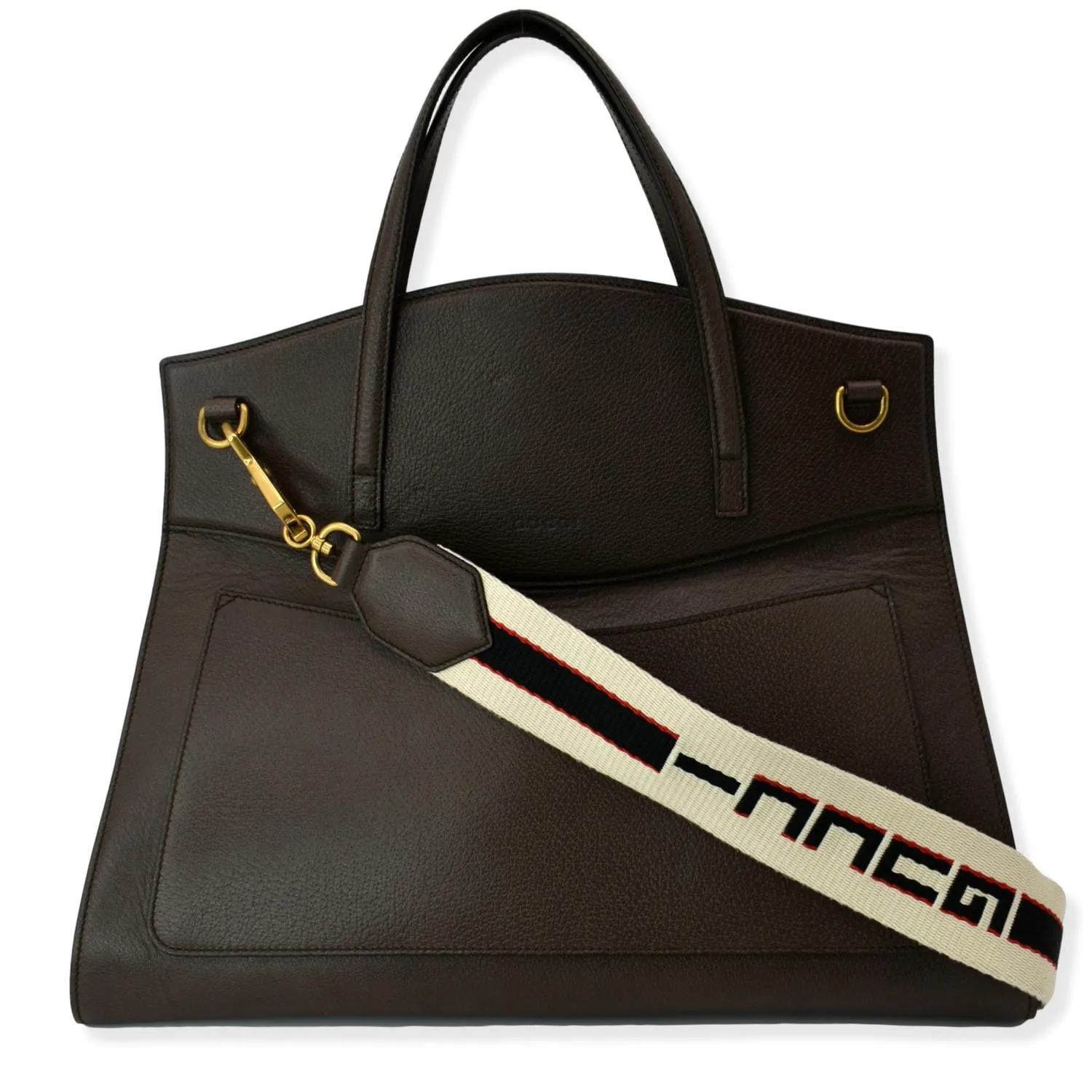 GUCCI Butterfly Linea Totem Leather Large Top Handle Shoulder Bag Brown 500772