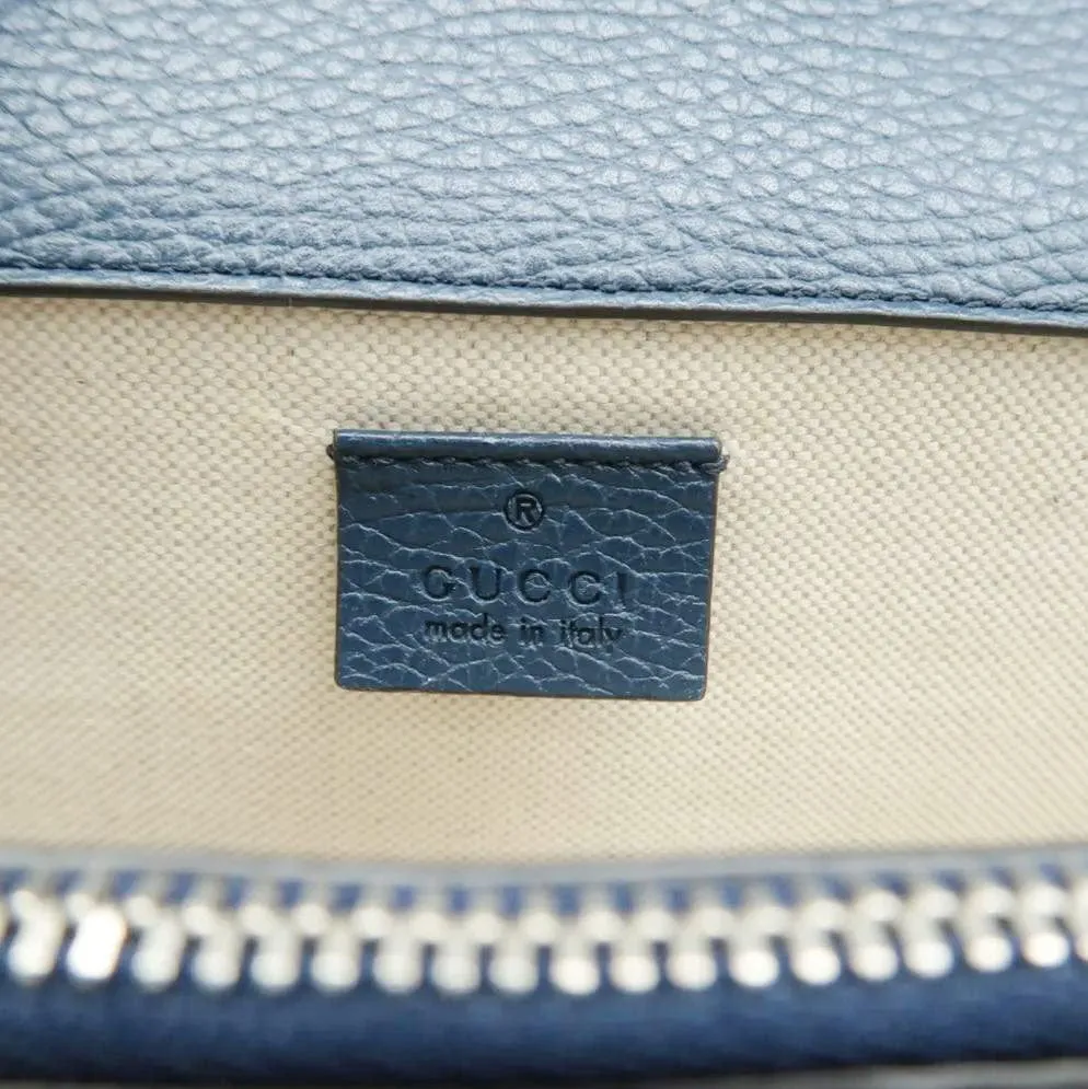 GUCCI Dionysus Medium Leather Shoulder Bag Navy Blue 400249