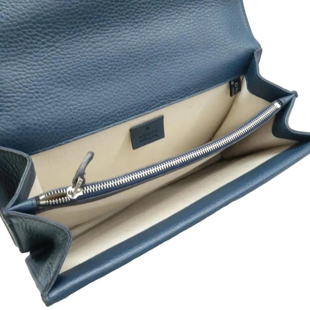 GUCCI Dionysus Medium Leather Shoulder Bag Navy Blue 400249