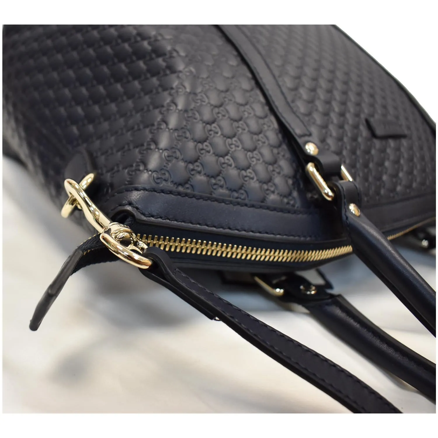 GUCCI Dome Micro Guccissima Leather Shoulder Bag Black 449657