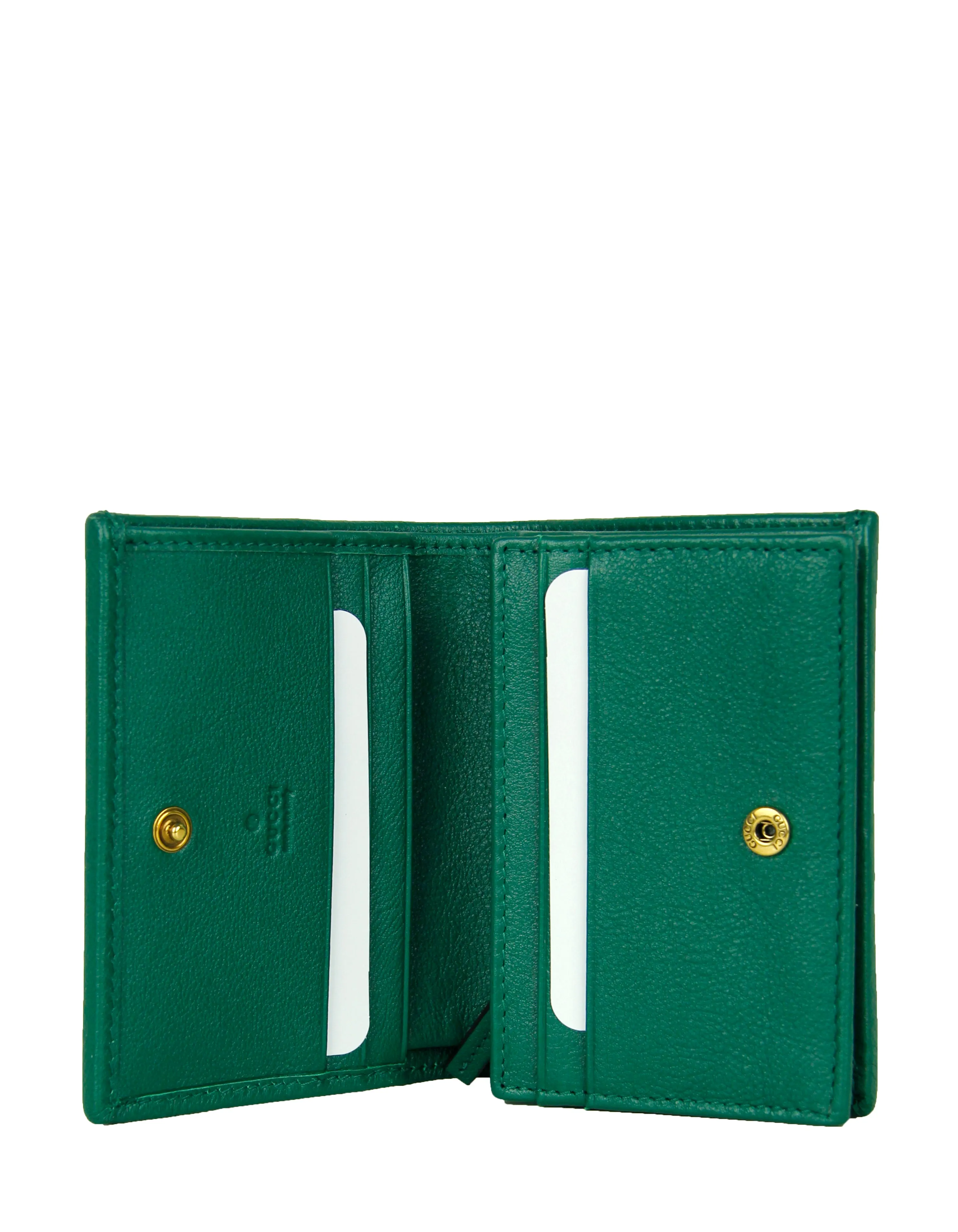 Gucci Emerald Green Calfskin Leather Diana Bamboo Card Case Wallet