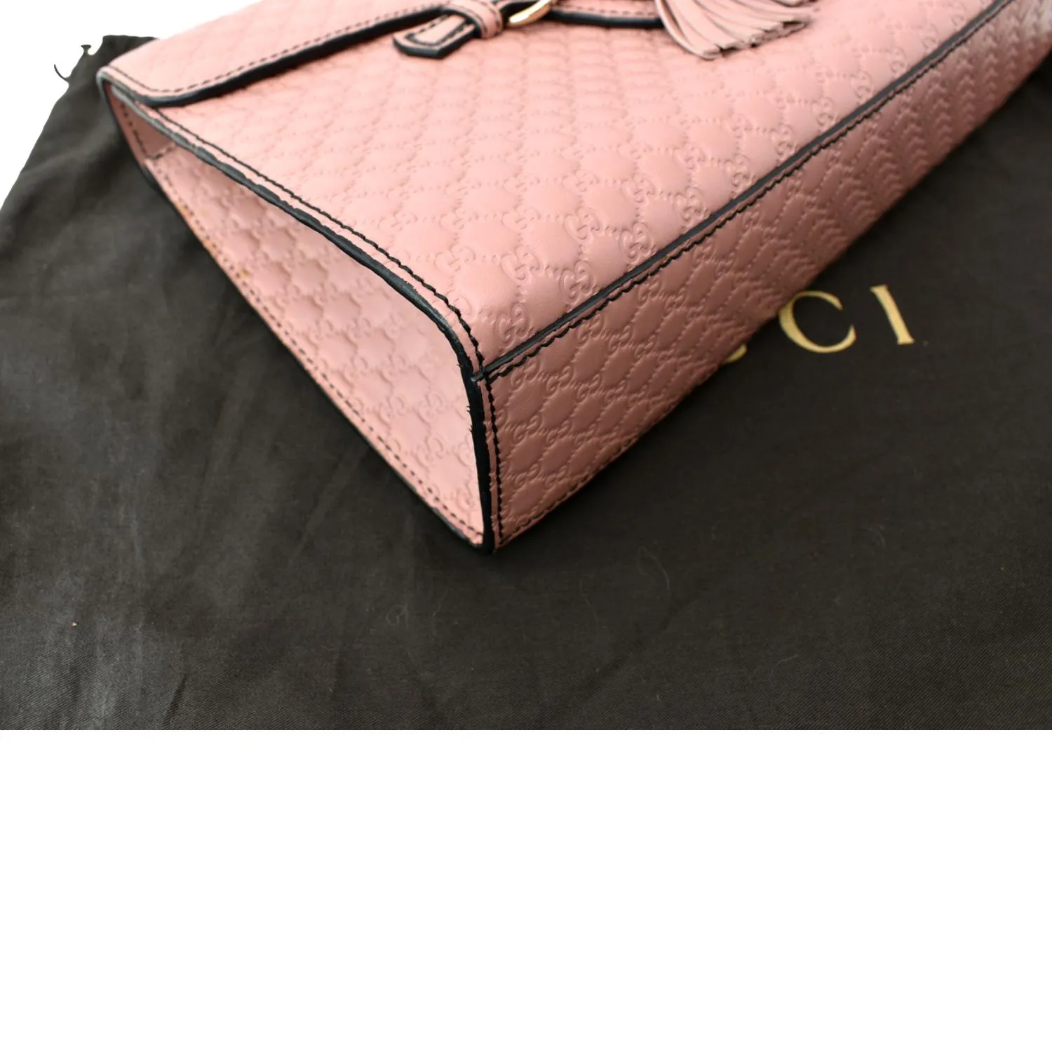 GUCCI Emily Medium GG Guccissima Leather Chain Shoulder Bag Light Pink 449635