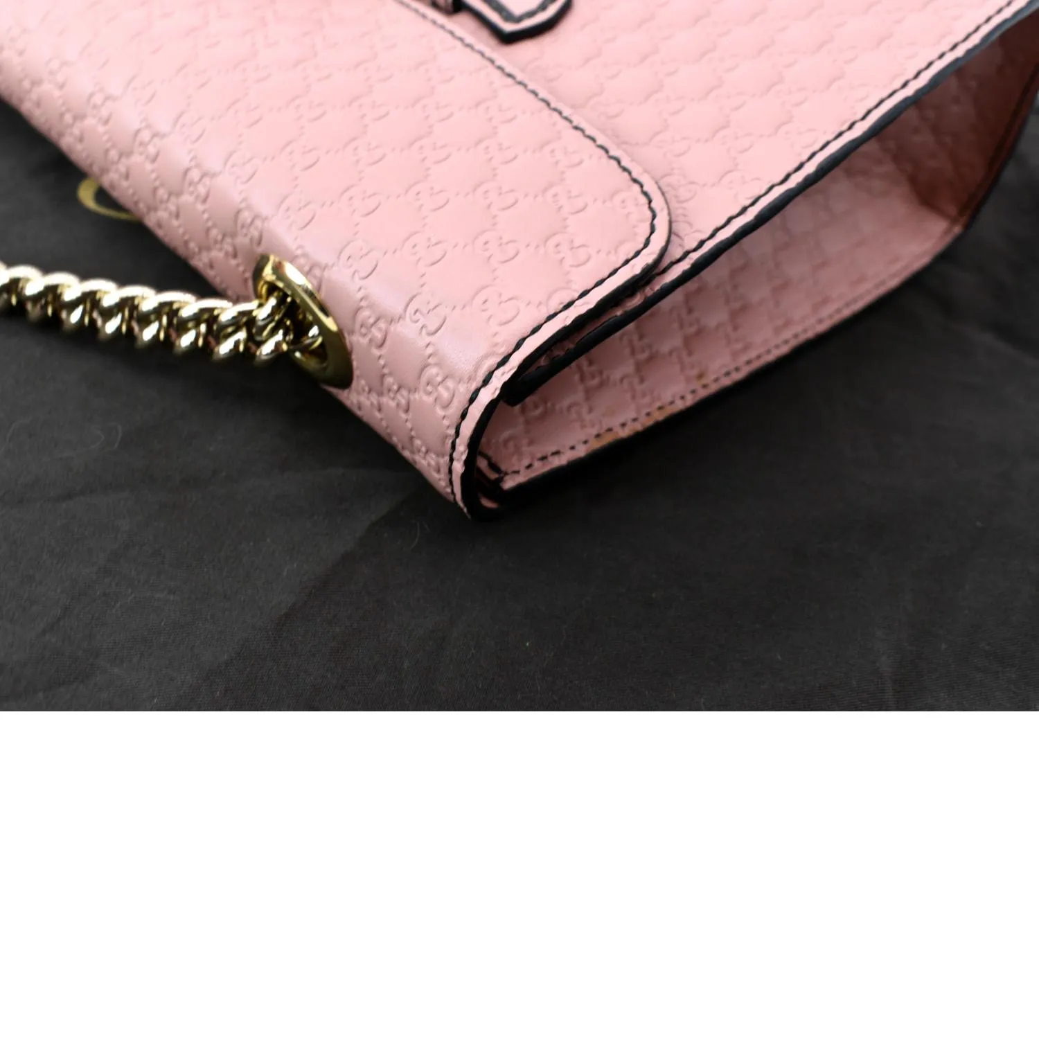 GUCCI Emily Medium GG Guccissima Leather Chain Shoulder Bag Light Pink 449635
