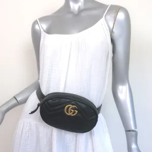 Gucci GG Marmont Belt Bag Black Matelasse Leather Size 34 NEW