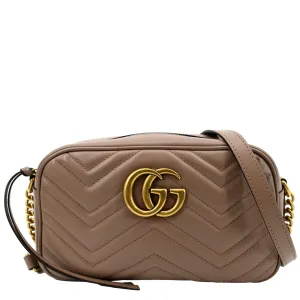 GUCCI GG Marmont Matelasse Leather Crossbody Bag Dusty Pink 447632
