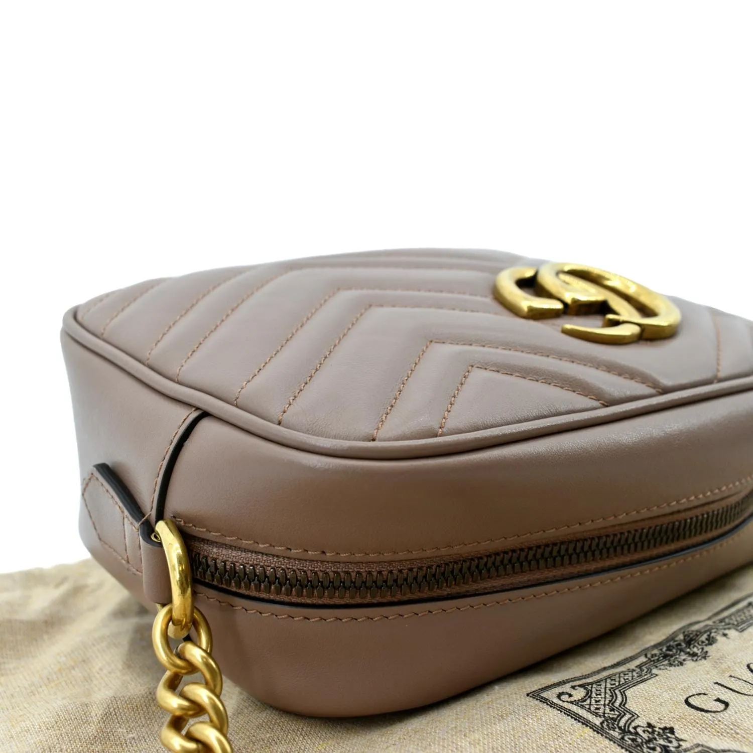 GUCCI GG Marmont Matelasse Leather Crossbody Bag Dusty Pink 447632