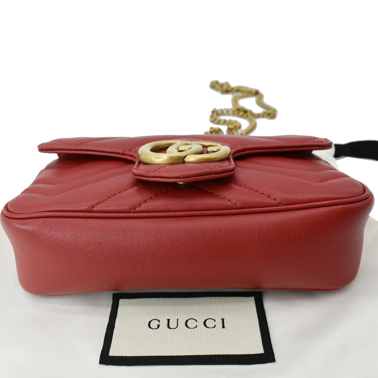 GUCCI GG Marmont Super Mini Leather Crossbody Bag Red 476433