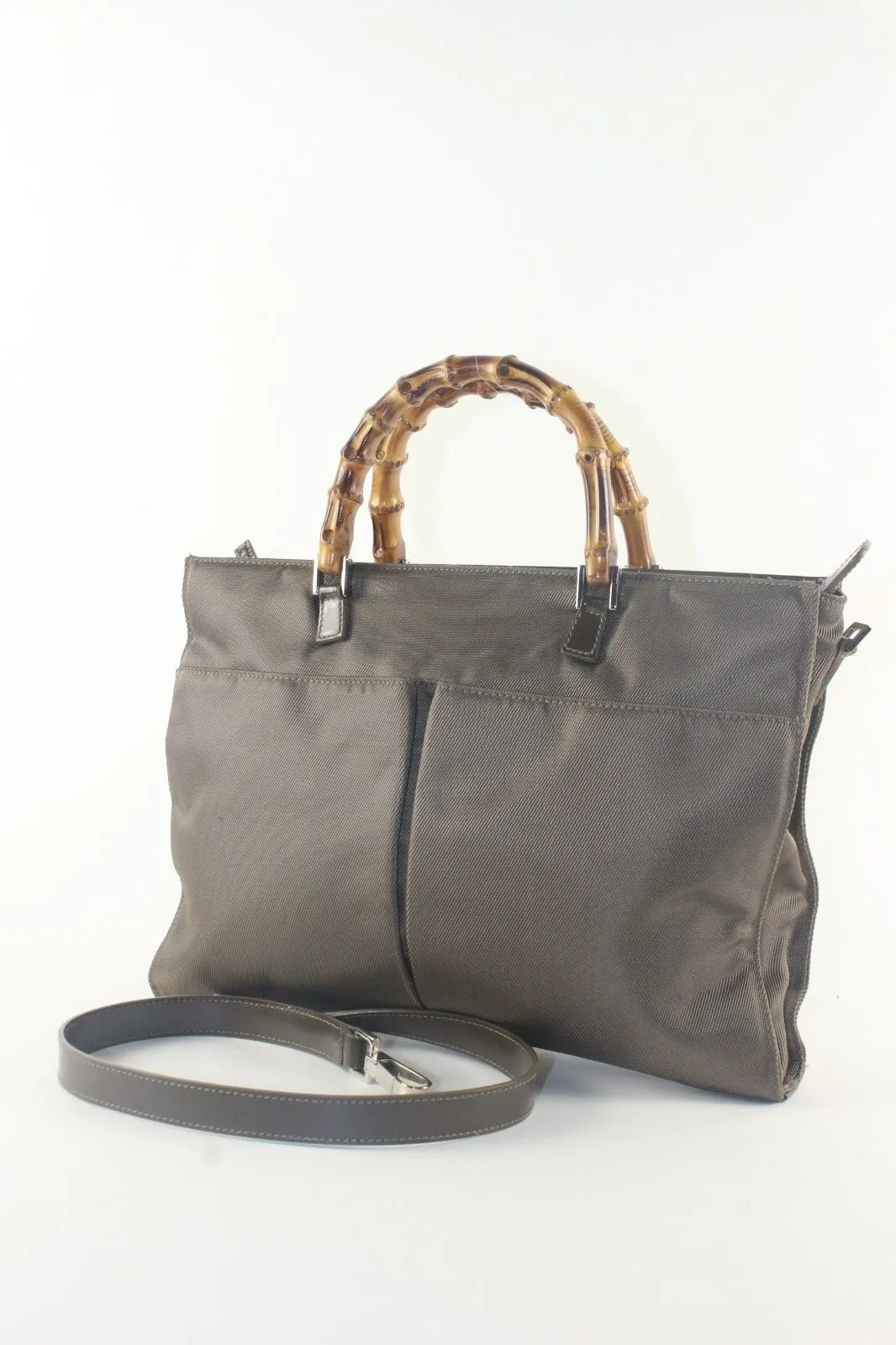 Gucci Green Leather 2way Bamboo 7GK1129K