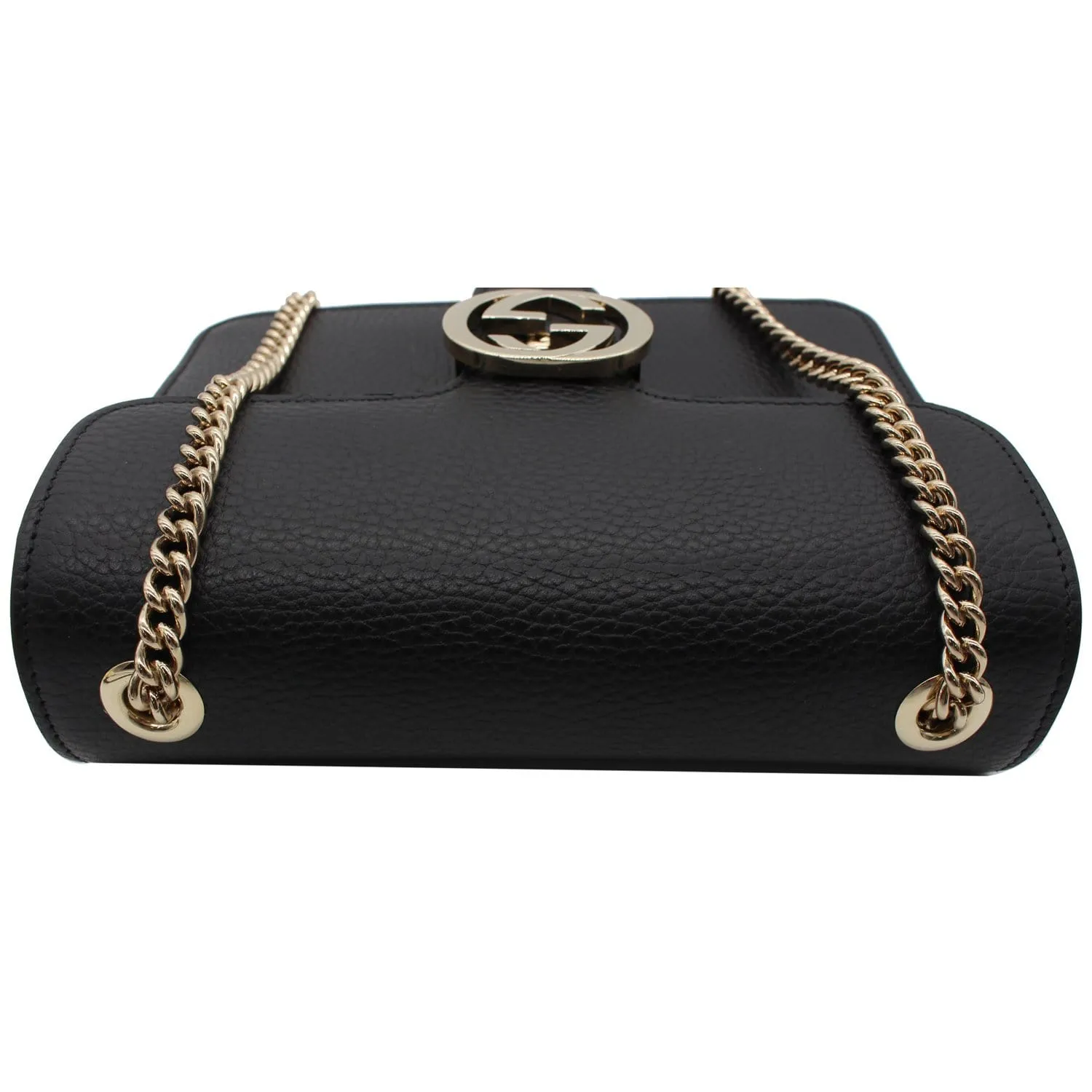 GUCCI Interlocking GG Leather Crossbody Bag Black 510304