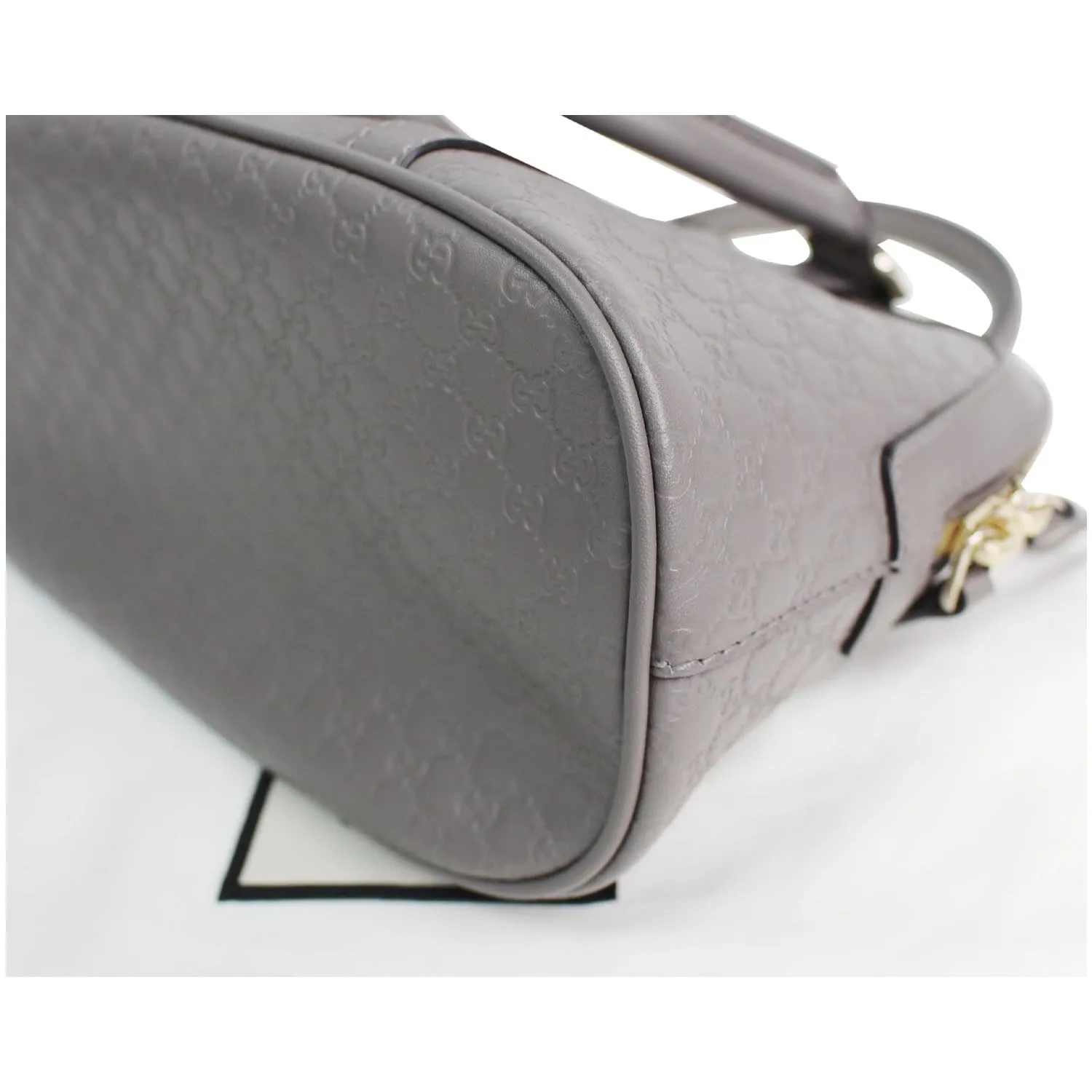 GUCCI Mini Dome Micro Guccissima Leather Shoulder Bag Grey 449654
