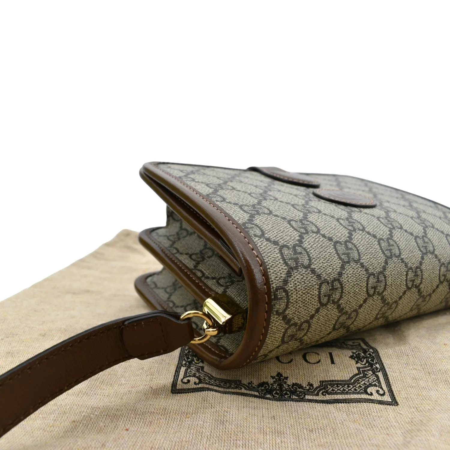 GUCCI Mini Interlocking GG ‎Supreme Canvas Crossbody Bag Beige 671620