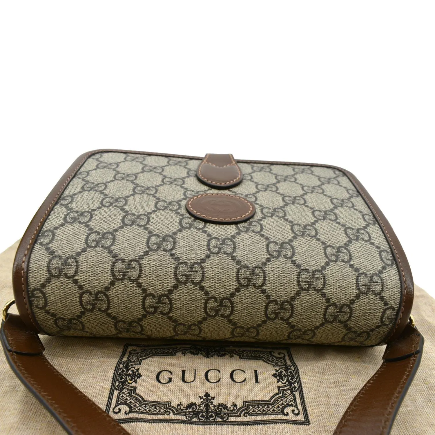 GUCCI Mini Interlocking GG ‎Supreme Canvas Crossbody Bag Beige 671620