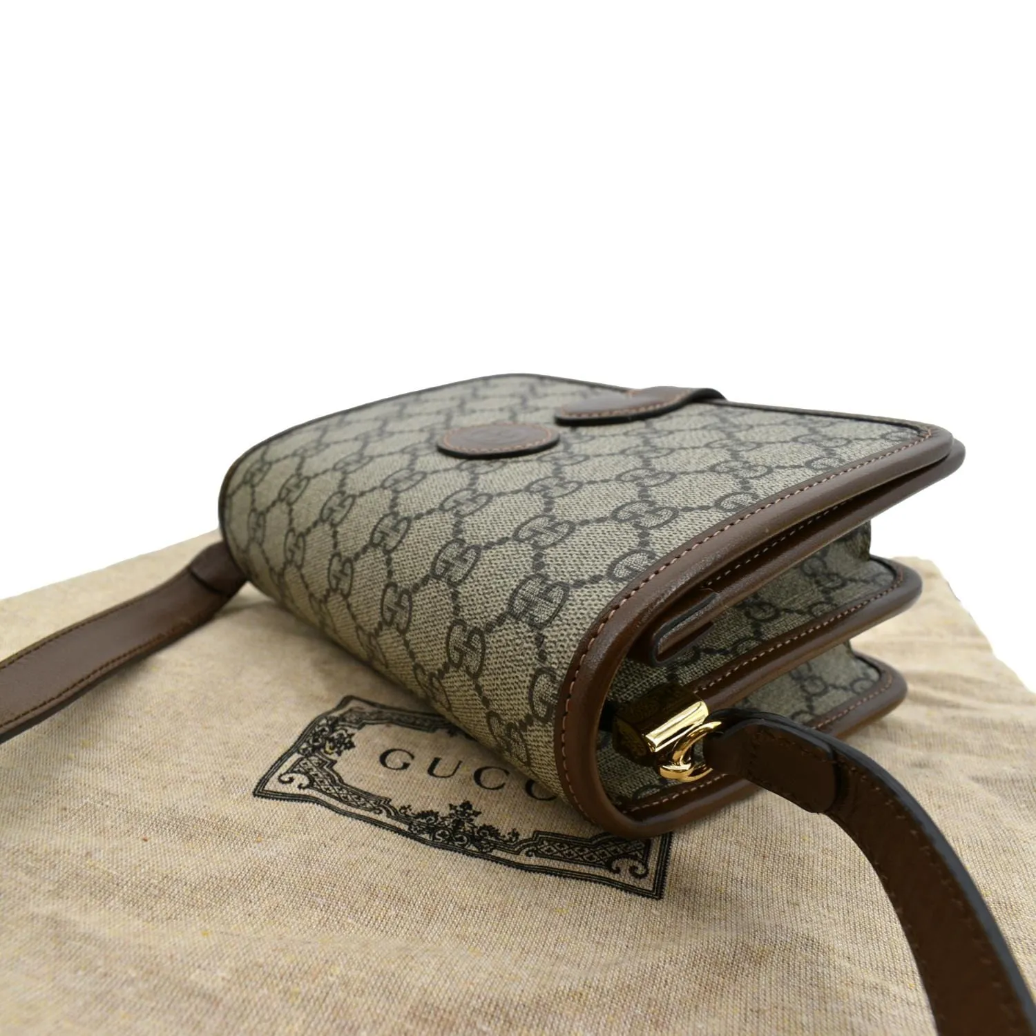 GUCCI Mini Interlocking GG ‎Supreme Canvas Crossbody Bag Beige 671620