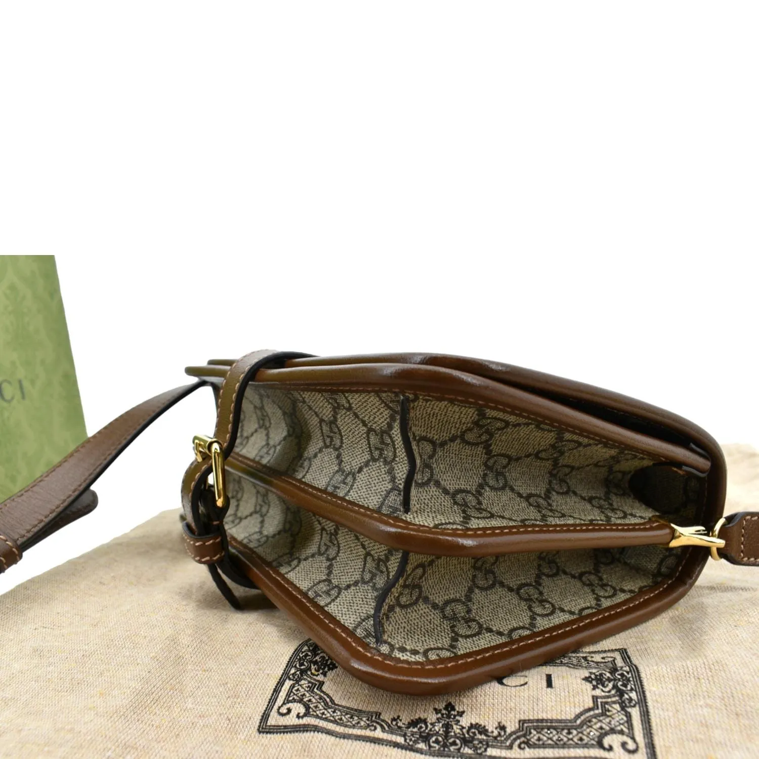 GUCCI Mini Interlocking GG ‎Supreme Canvas Crossbody Bag Beige 671620