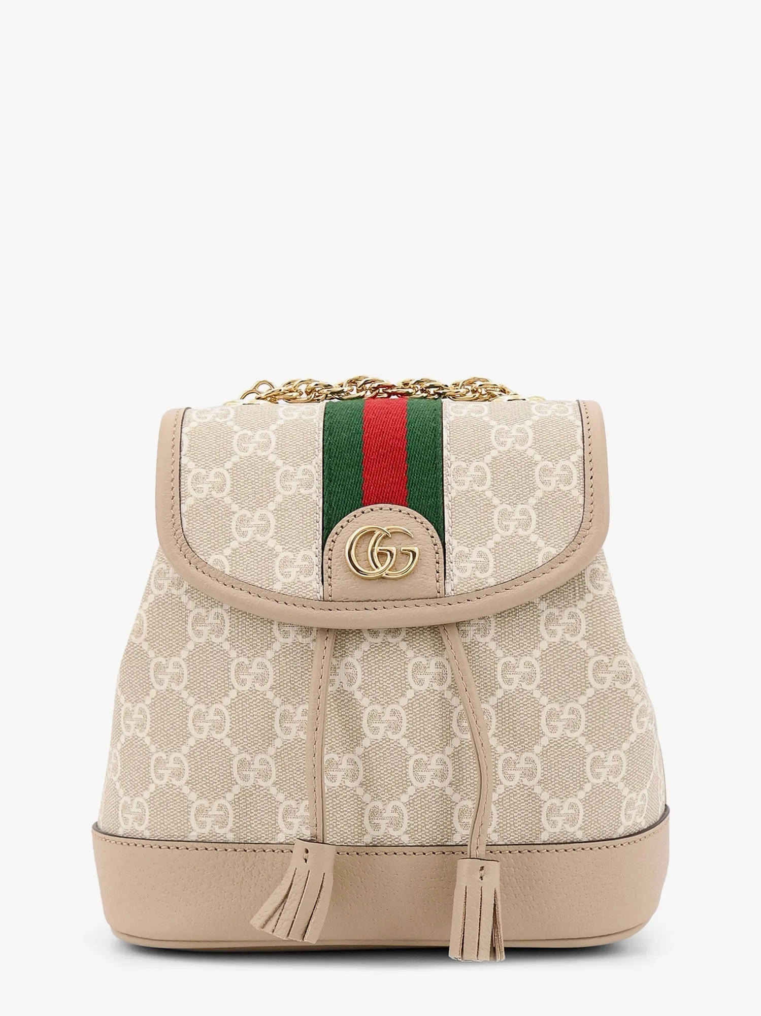 Gucci Mini Ophidia Gg Supreme Fabric And Leather Backpack With Frontal Web Band