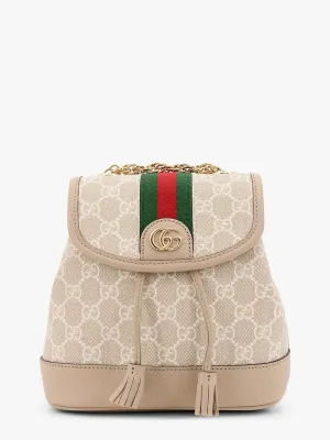 Gucci Mini Ophidia Gg Supreme Fabric And Leather Backpack With Frontal Web Band
