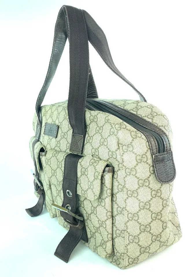Gucci Monogram Signature Double Pocket Supreme Satchel 4GG910