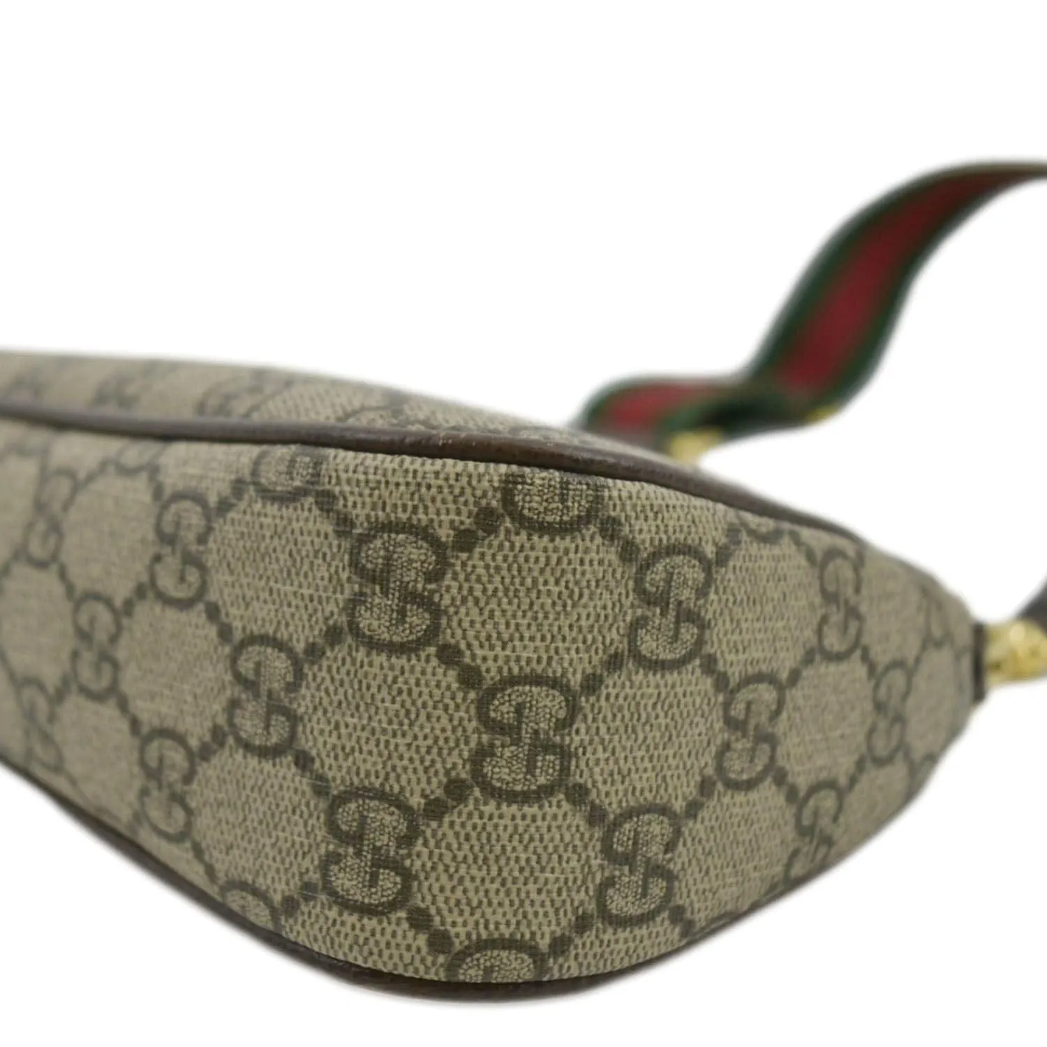 GUCCI Ophidia Web Small GG Supreme Canvas Shoulder Bag Beige 735132