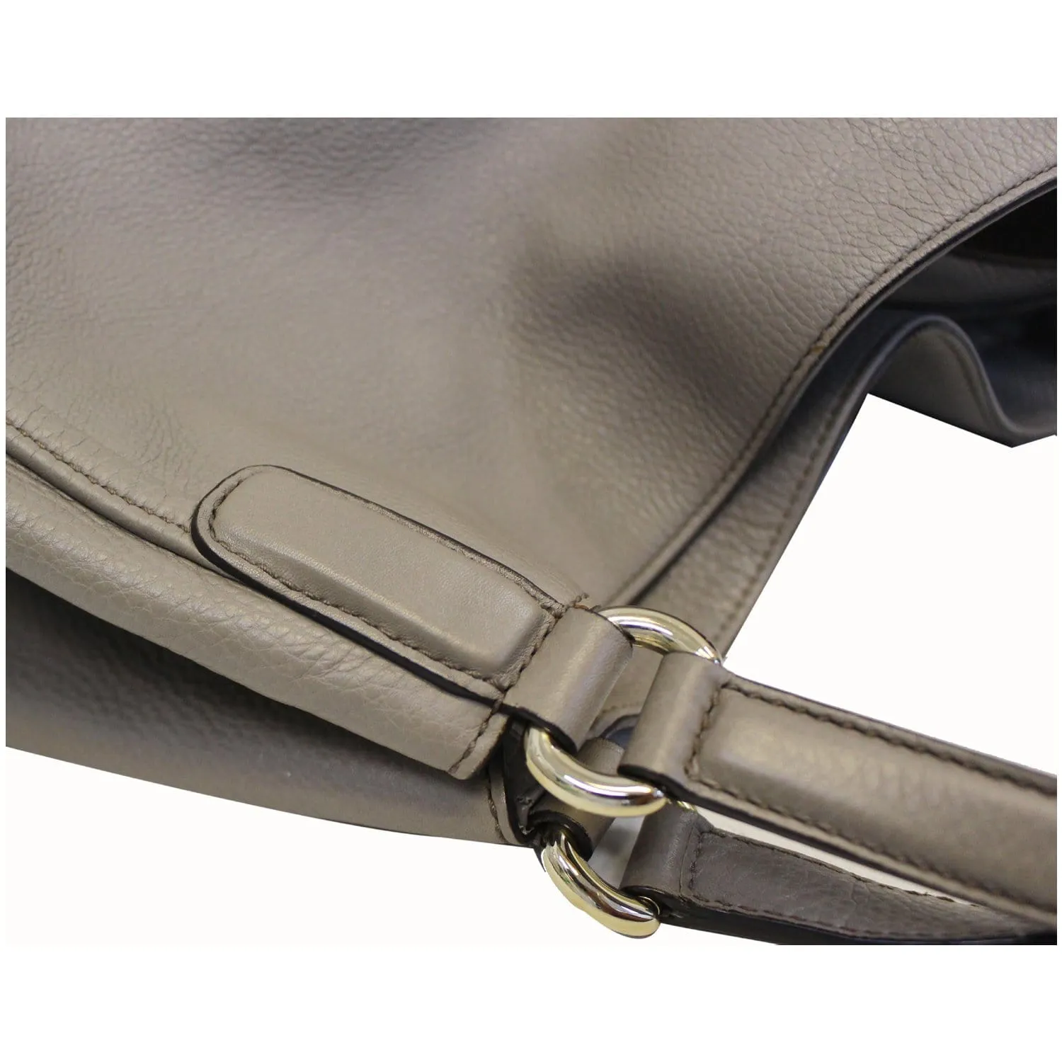 GUCCI Soho Leather Large Tote Shoulder Bag Taupe
