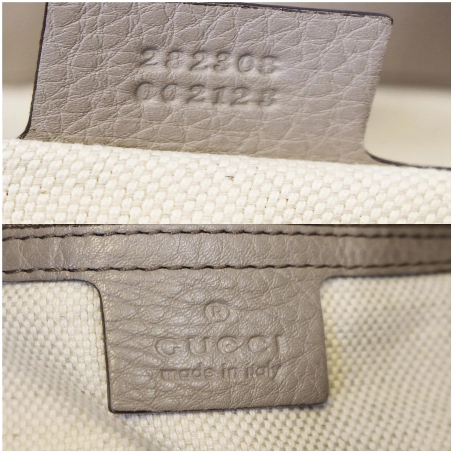 GUCCI Soho Leather Large Tote Shoulder Bag Taupe