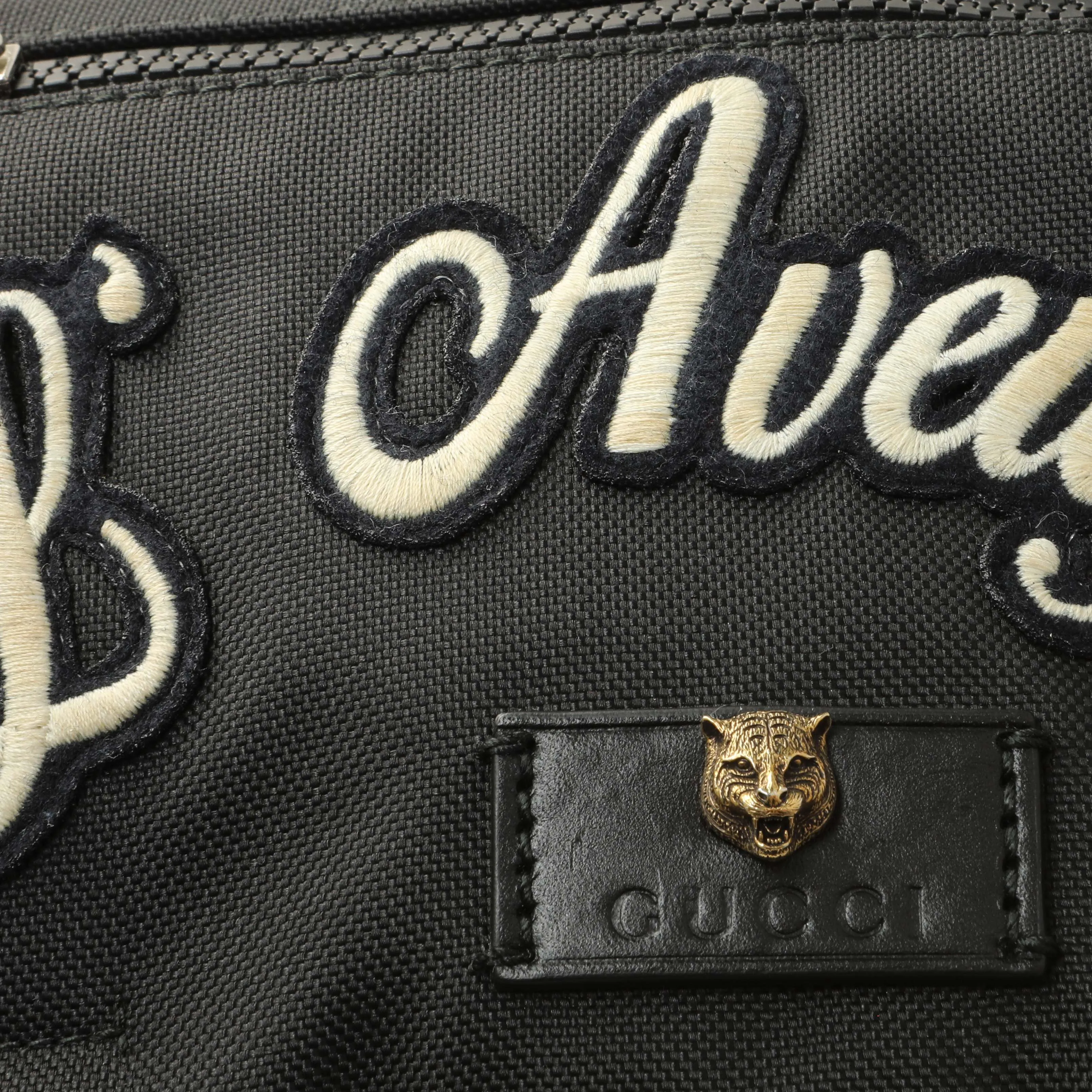 Gucci Techno Canvas Web L'Aveugle Par Amour Embroidered Double Buckle Backpack