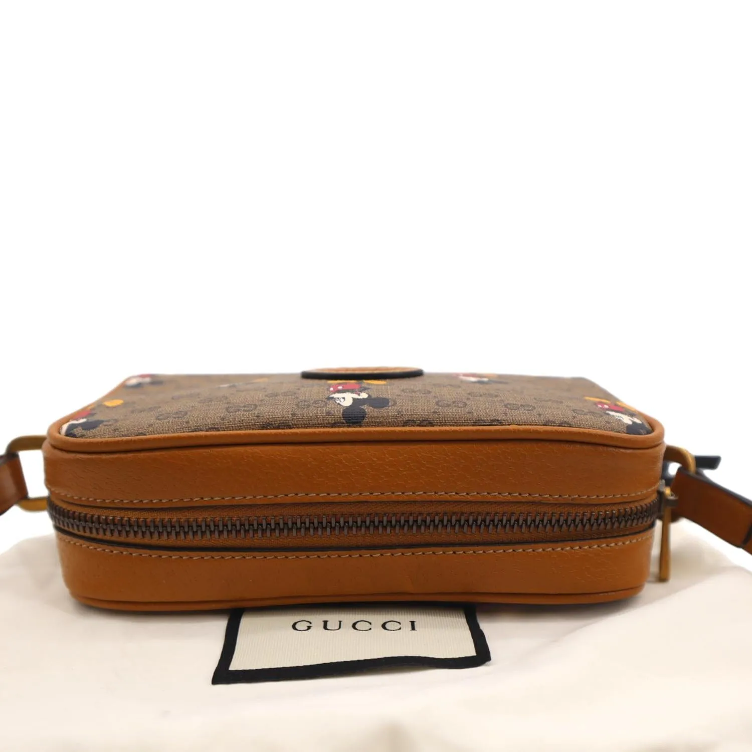 GUCCI x Disney Mickey Mouse GG Supreme Coated Canvas Crossbody Bag Brown 602536