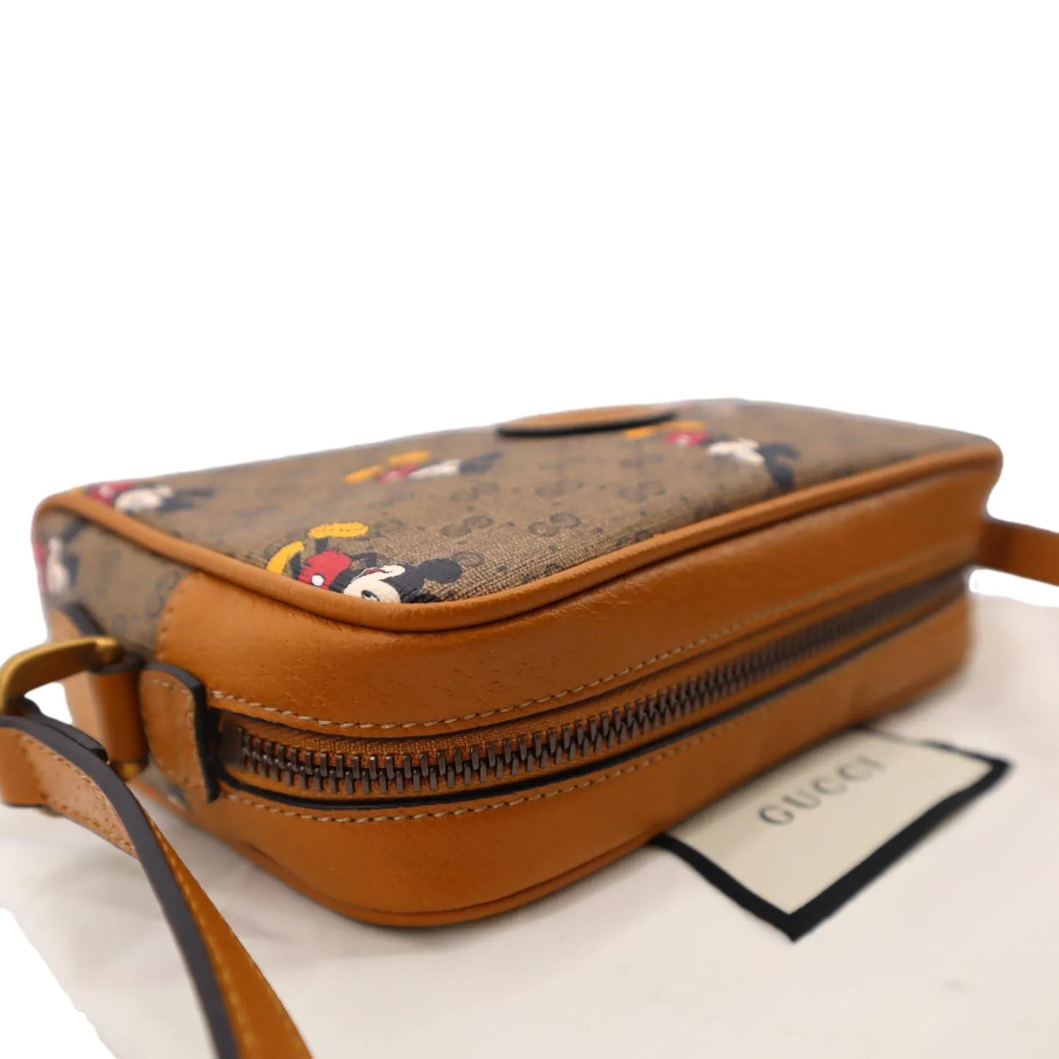 GUCCI x Disney Mickey Mouse GG Supreme Coated Canvas Crossbody Bag Brown 602536