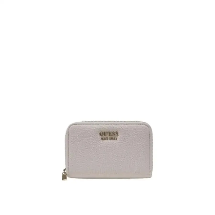 Guess Women's Beige Wallet with Zip and Inside Compartments