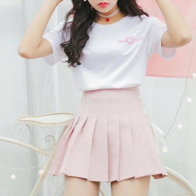 Heart Pretty T-shirt & Strap High Waist Skirt SD01137