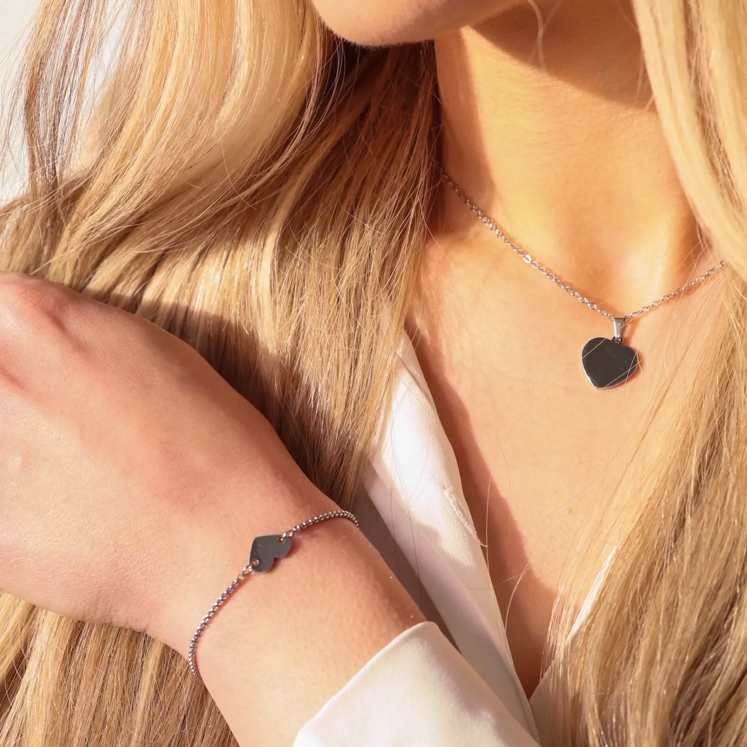 Heart Slider Bracelet, Silver