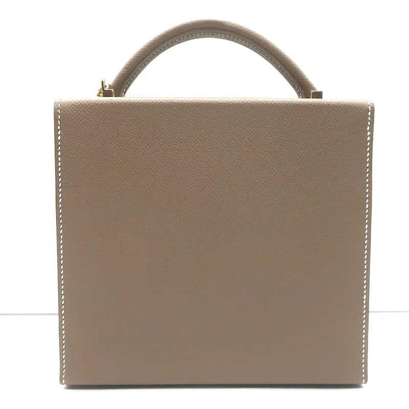 Hermes Cinhetic Boxy Top Handle Bag Etoupe Epsom Leather Chain Strap Crossbody