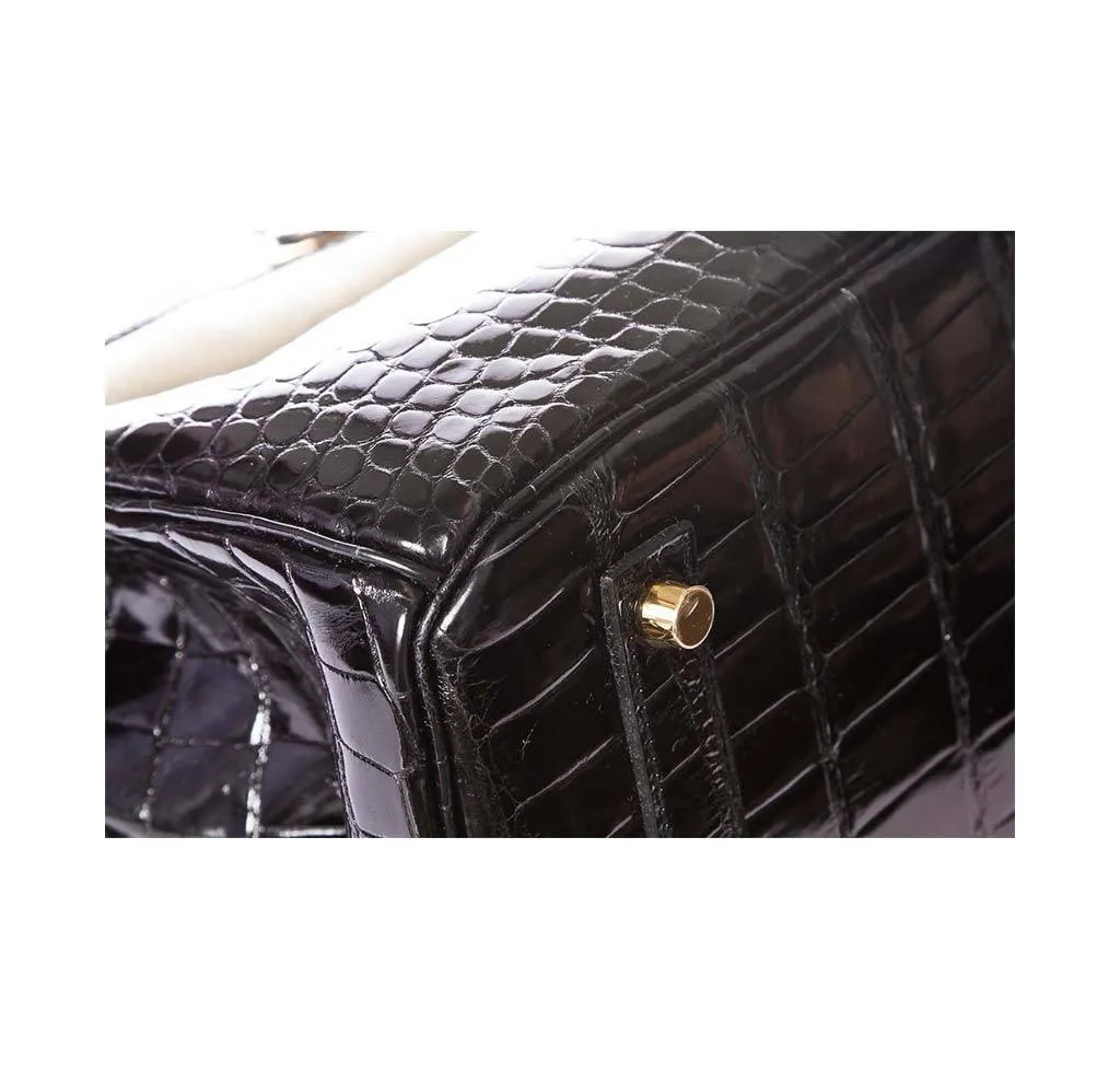 Hermès Porosus Crocodile Birkin 35 Black Bag