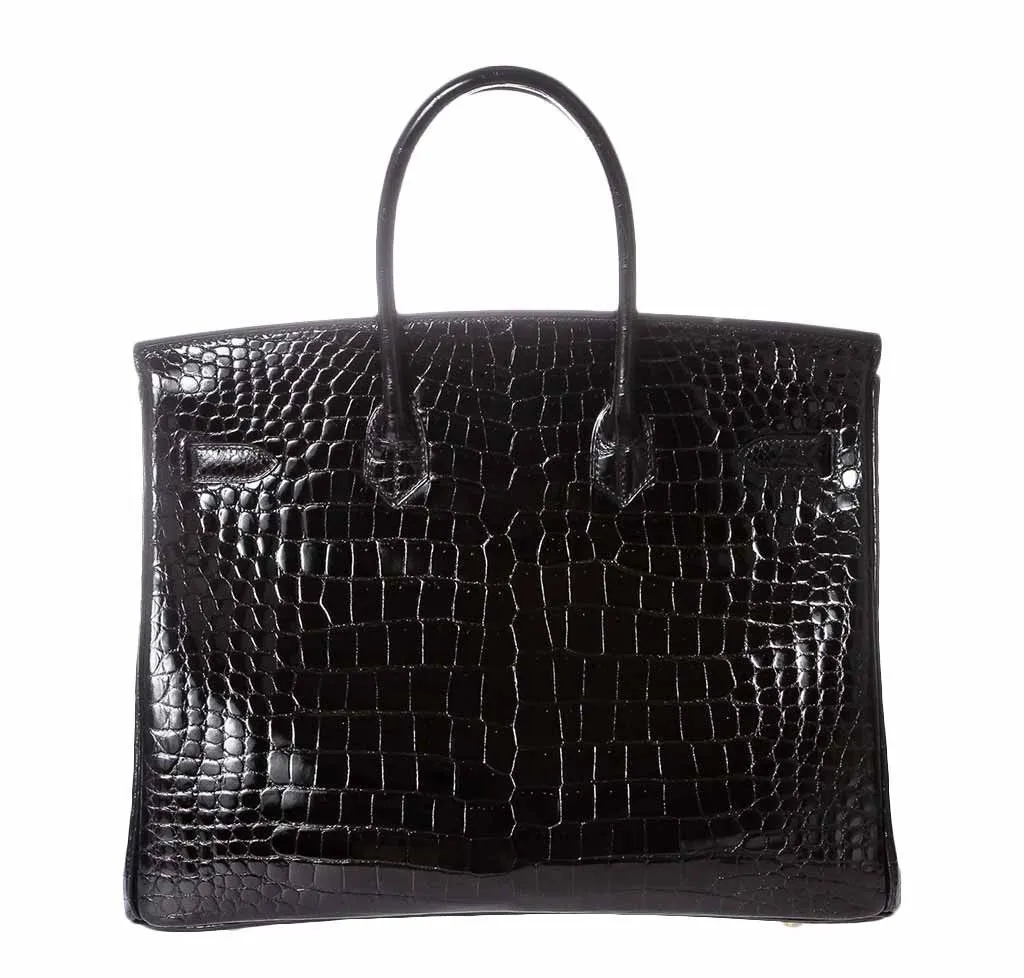 Hermès Porosus Crocodile Birkin 35 Black Bag