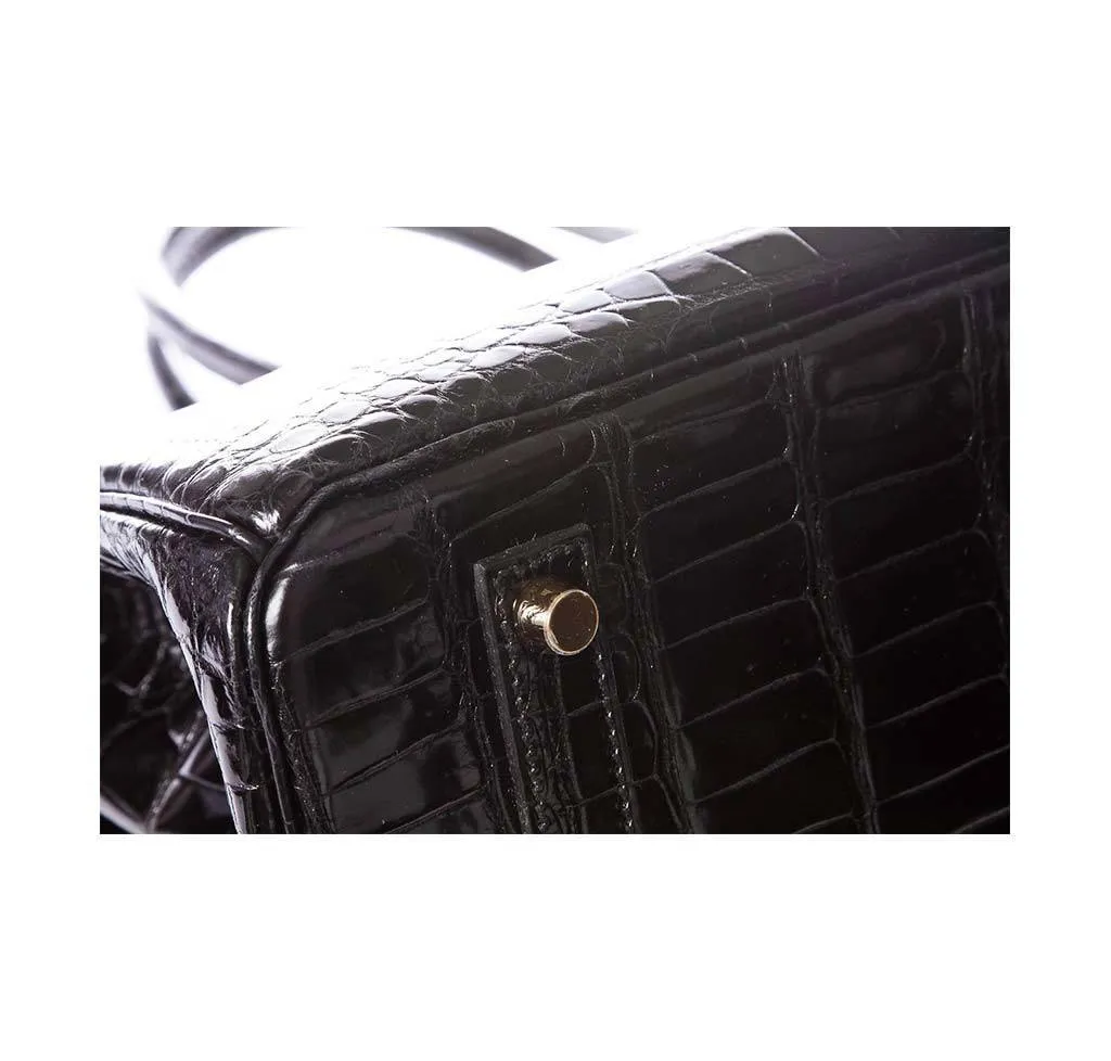 Hermès Porosus Crocodile Birkin 35 Black Bag