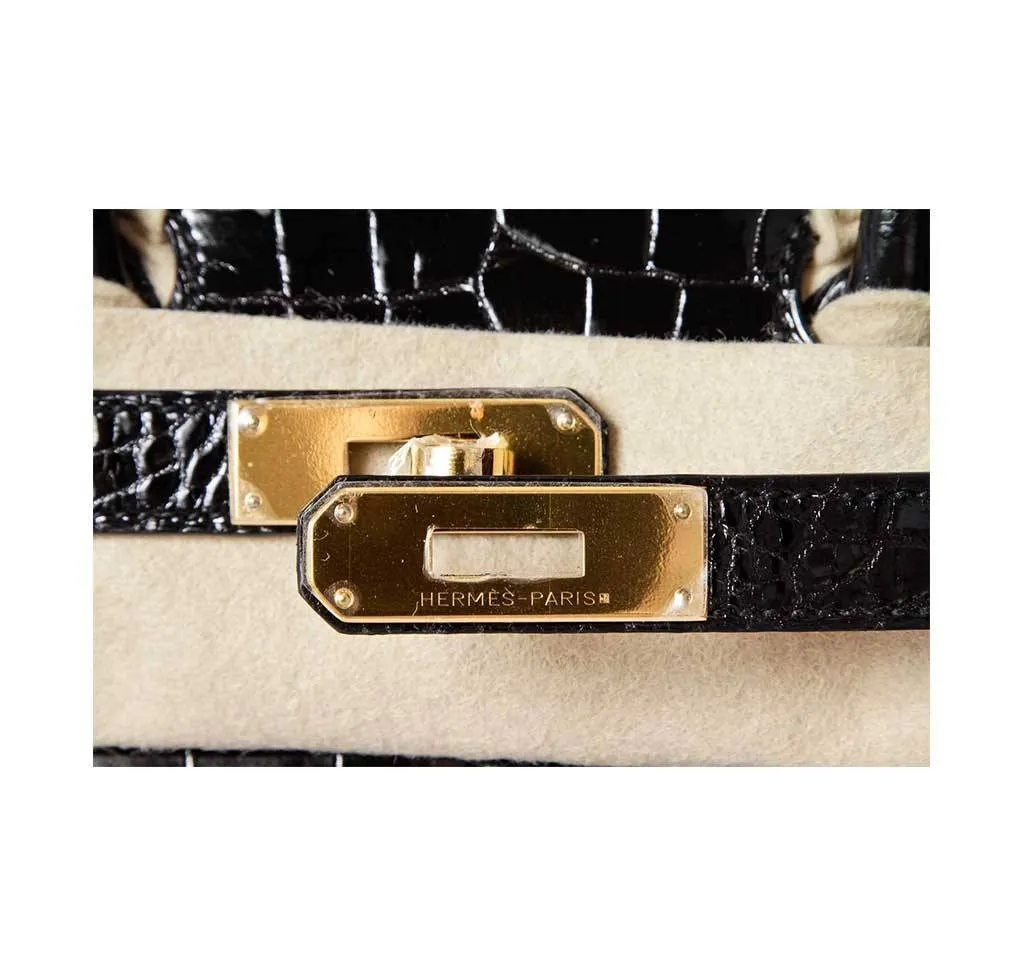 Hermès Porosus Crocodile Birkin 35 Black Bag