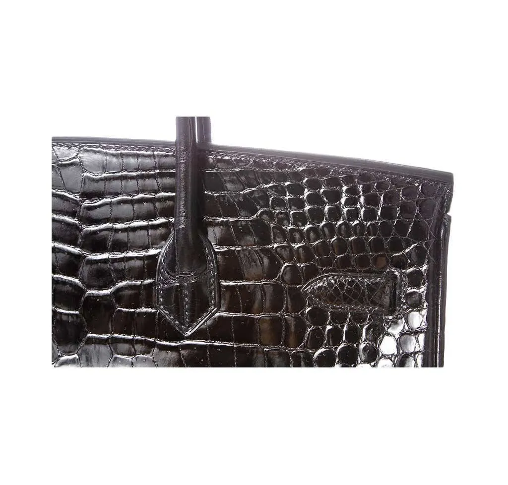Hermès Porosus Crocodile Birkin 35 Black Bag
