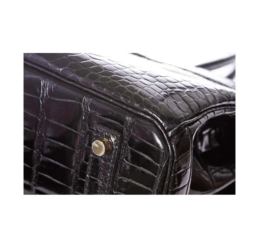 Hermès Porosus Crocodile Birkin 35 Black Bag